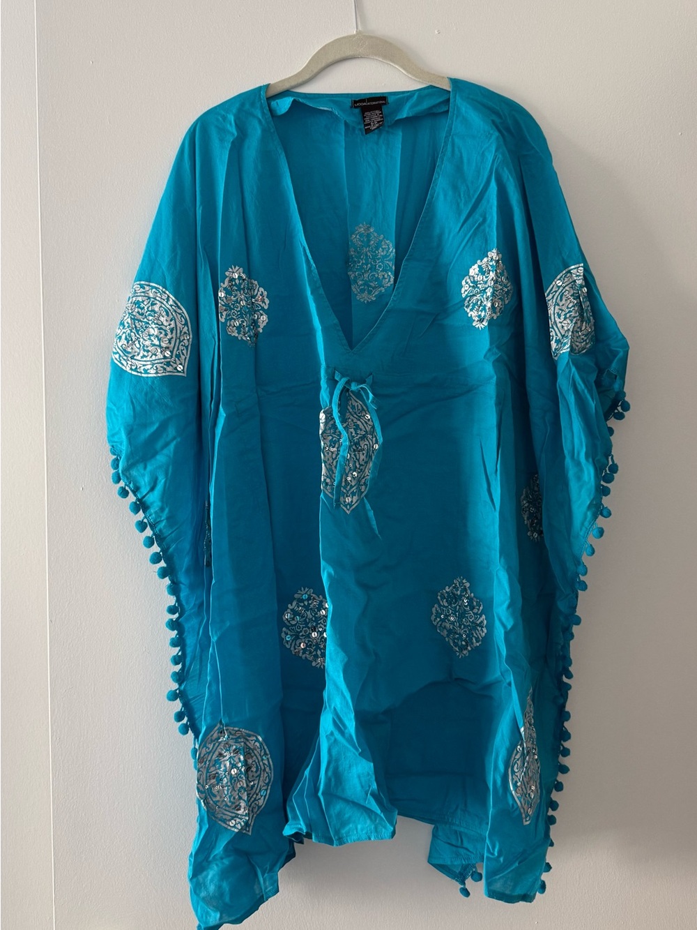 Moda International Turquoise Blue Embroidered Swim Coverup